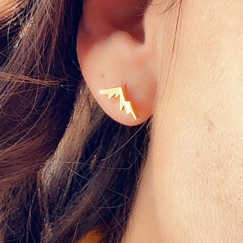 14K Gold Stainless Steel Mountain Earrings